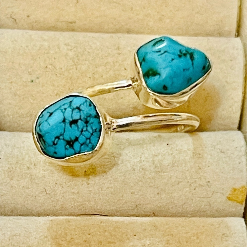 VTG Southwest 925 Sterling Silver Spider Turquoise nuggets Ring Size 8.25-8.5